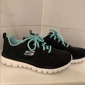 SKECHERS Wide Fit Memory Foam Tennis Shoes